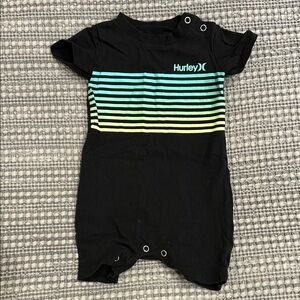 Hurley Black and Green Bodysuit with Striped Pattern